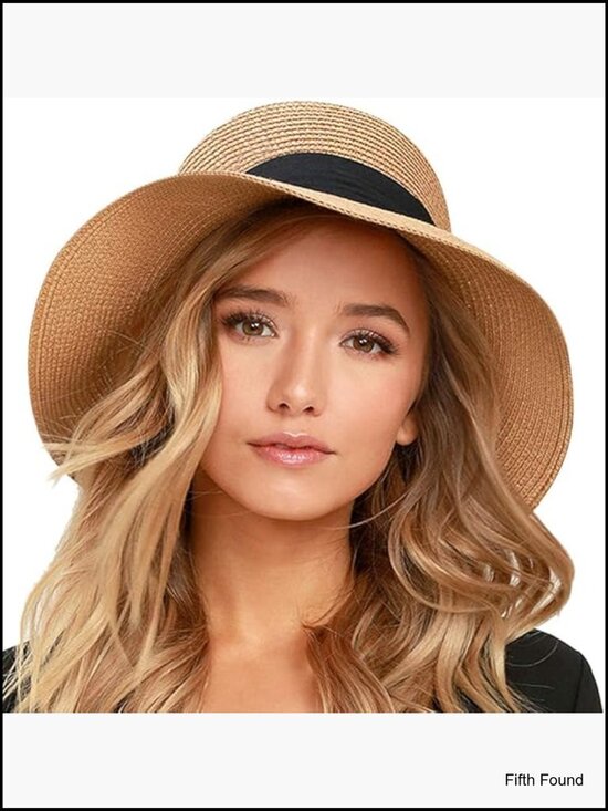 Foldable Straw Sun Hat UPF 80+ Adjustable Brim Beach Travel Summer main image 4